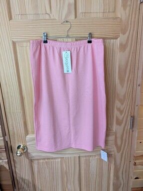 Women's Nuggles XL Pink Elastic-Waist Midi Pencil Skirt